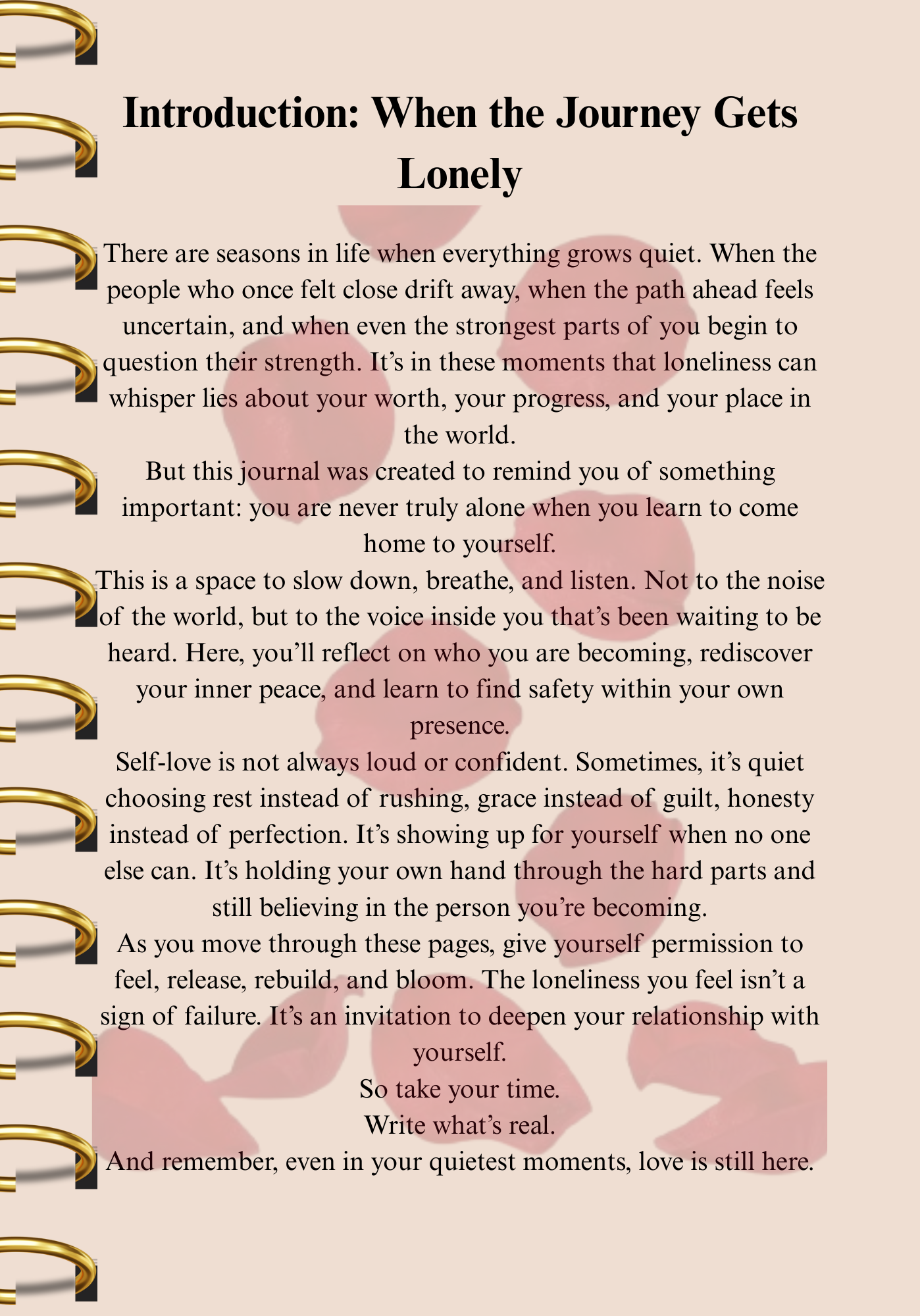 When the Journey Gets Lonely: A Self-Love Journal for Quiet Seasons (Digital eBook Edition)